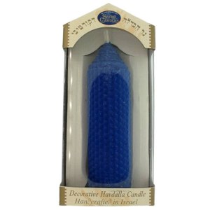 Picture of Safed Round Beeswax Havdallah Candle Blue 2" x 6"